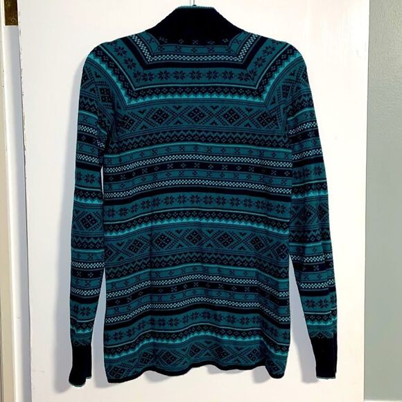 Eddie Bauer half zip sweater geometric detail stripes,  ribbed collar & trim M - Picture 2 of 11